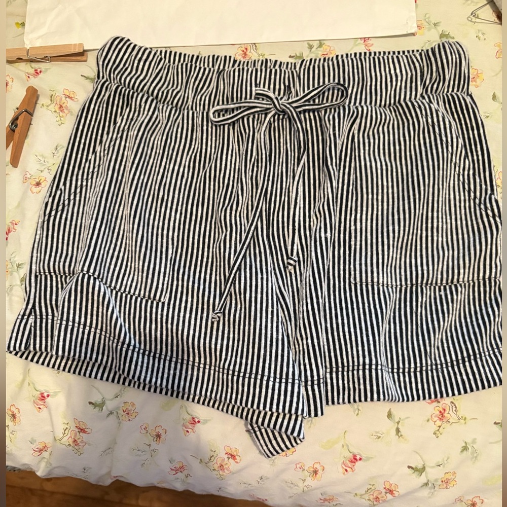 Olivia Rae Black and White Striped High Waist Shorts